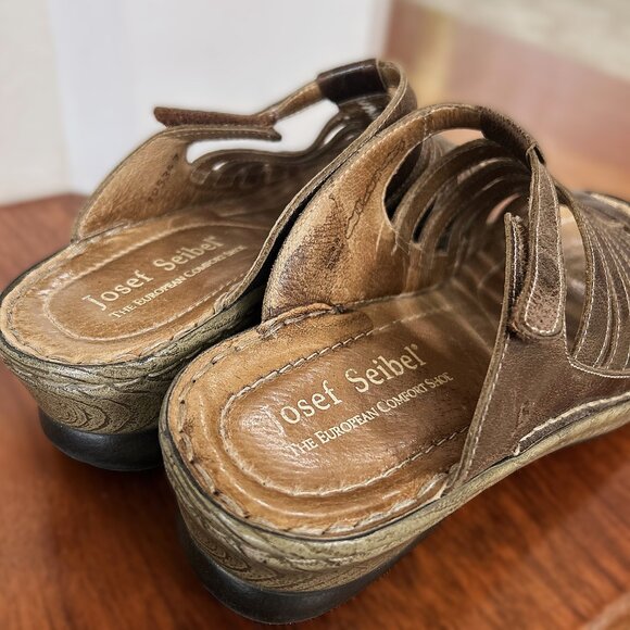 Josef Seibel Women's Brown Leather Slip-On Sandals- EURO Size 39 - Picture 5 of 7